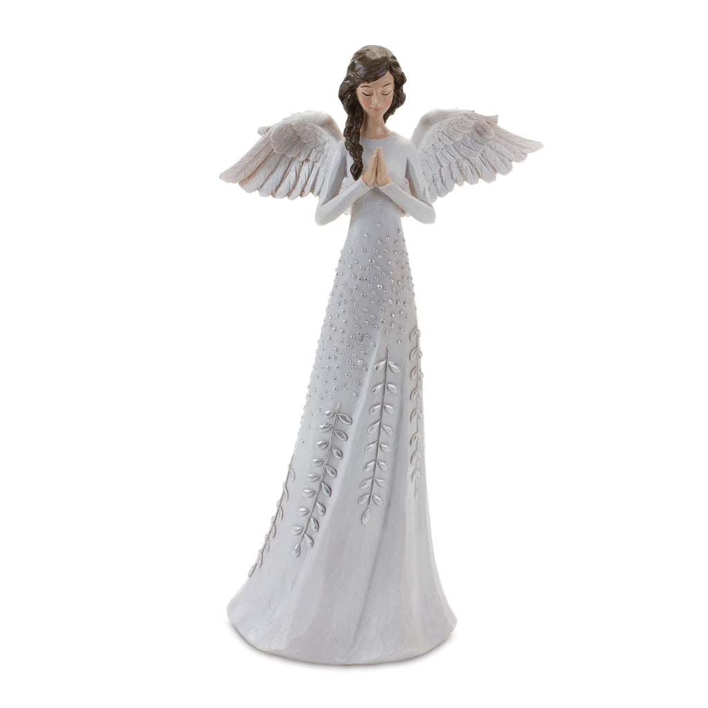 Angel Figurine with Silver Floral Accent (Set of 2)