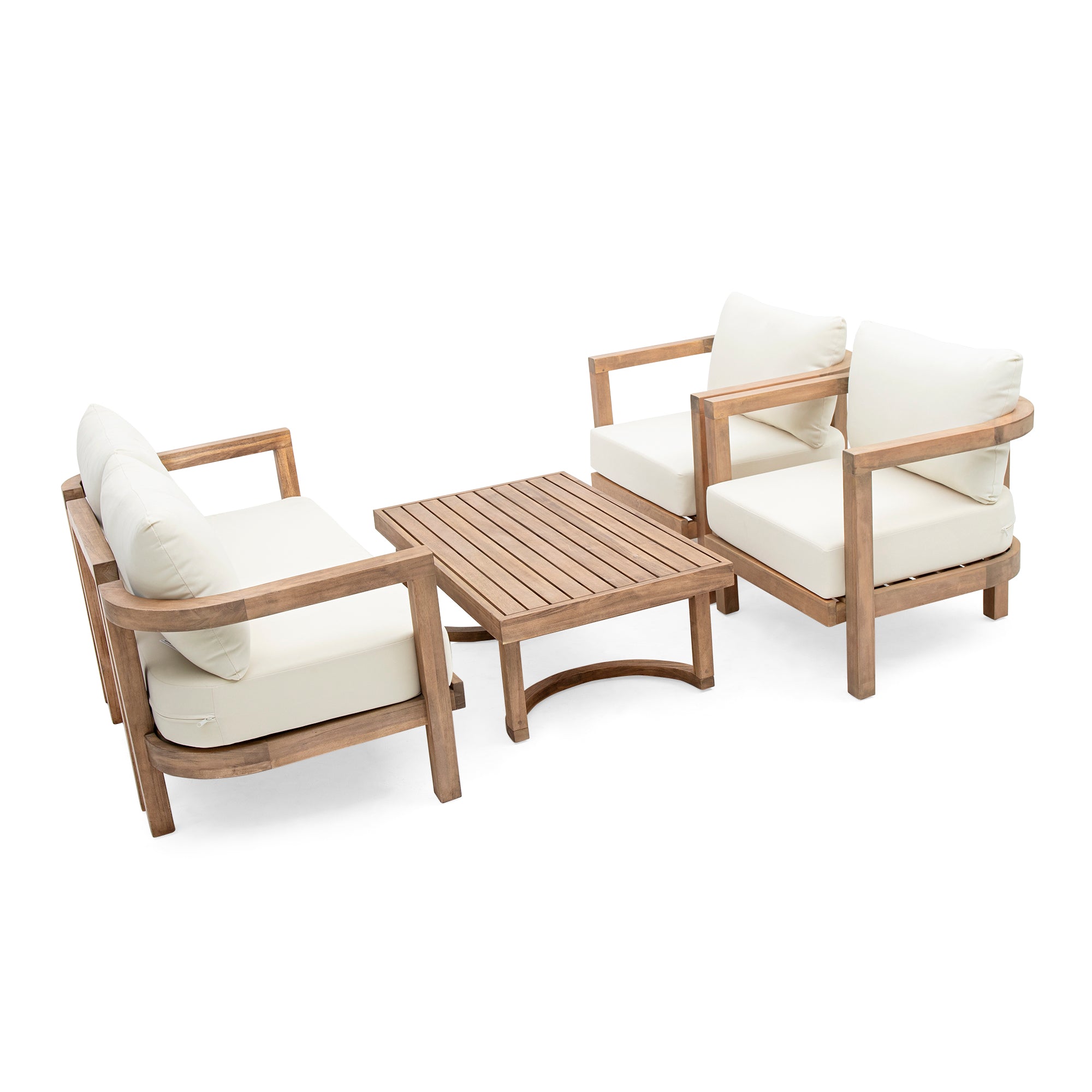 Cosmicly 4-Piece Patio Set with Coffee Table and Slat Panel Design
