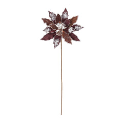 Glittered Poinsettia Flower Stem (Set of 2)