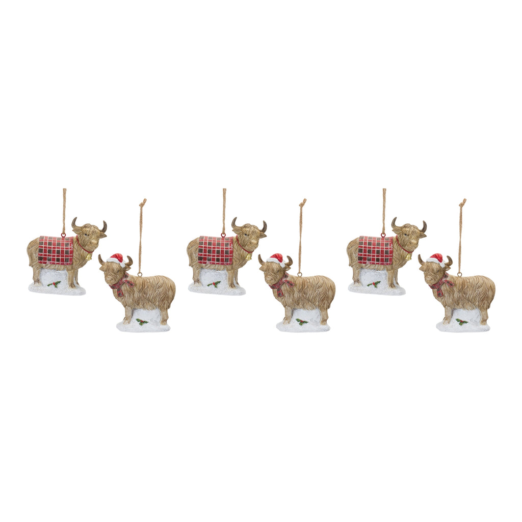 Highland Cow Ornament (Set of 6)