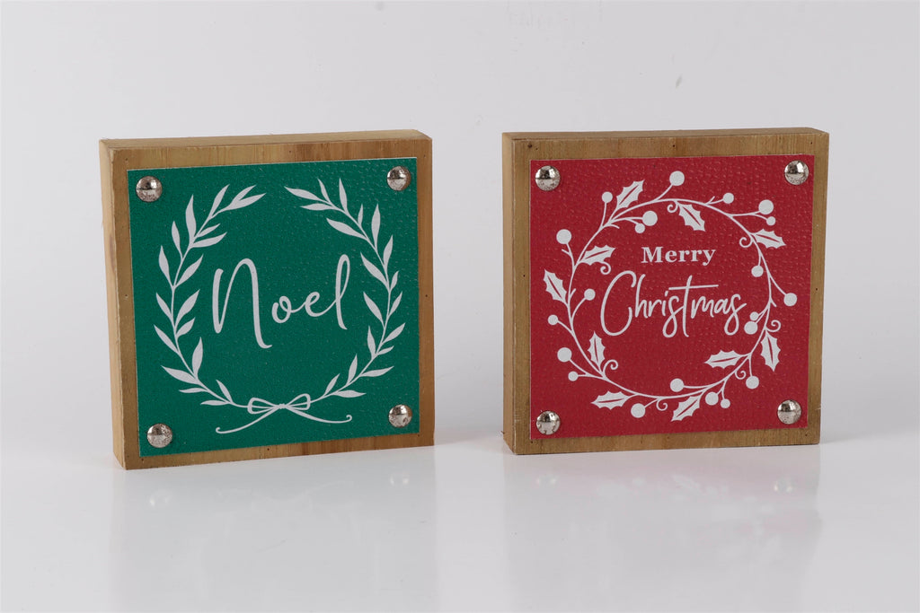 Holiday-Sentiment-Sign-with-Faux-Leather-Accent-(Set-of-6)-Wall-Art