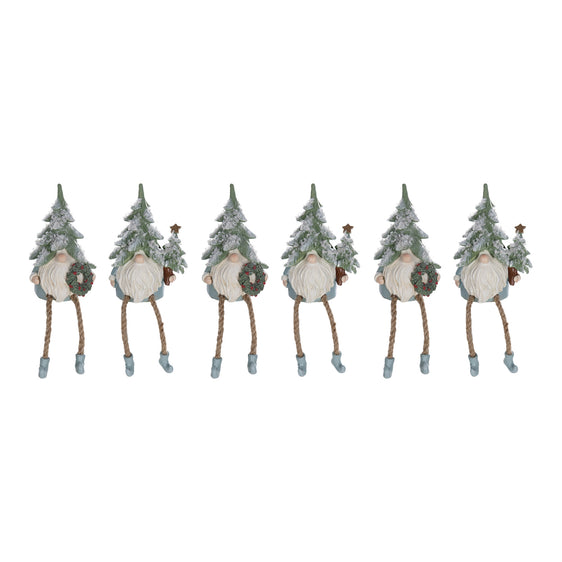 Pine Tree Gnome Shelf Sitter Figurine, Set of 6