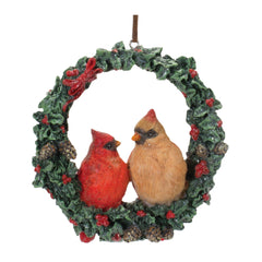 Cardinal-Bird-Couple-Wreath-Ornament-(Set-of-4)-Ornaments