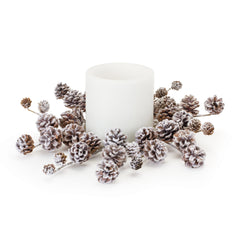 Flocked-Pine-Cone-Candle-Ring-(Set-of-2)-Decor