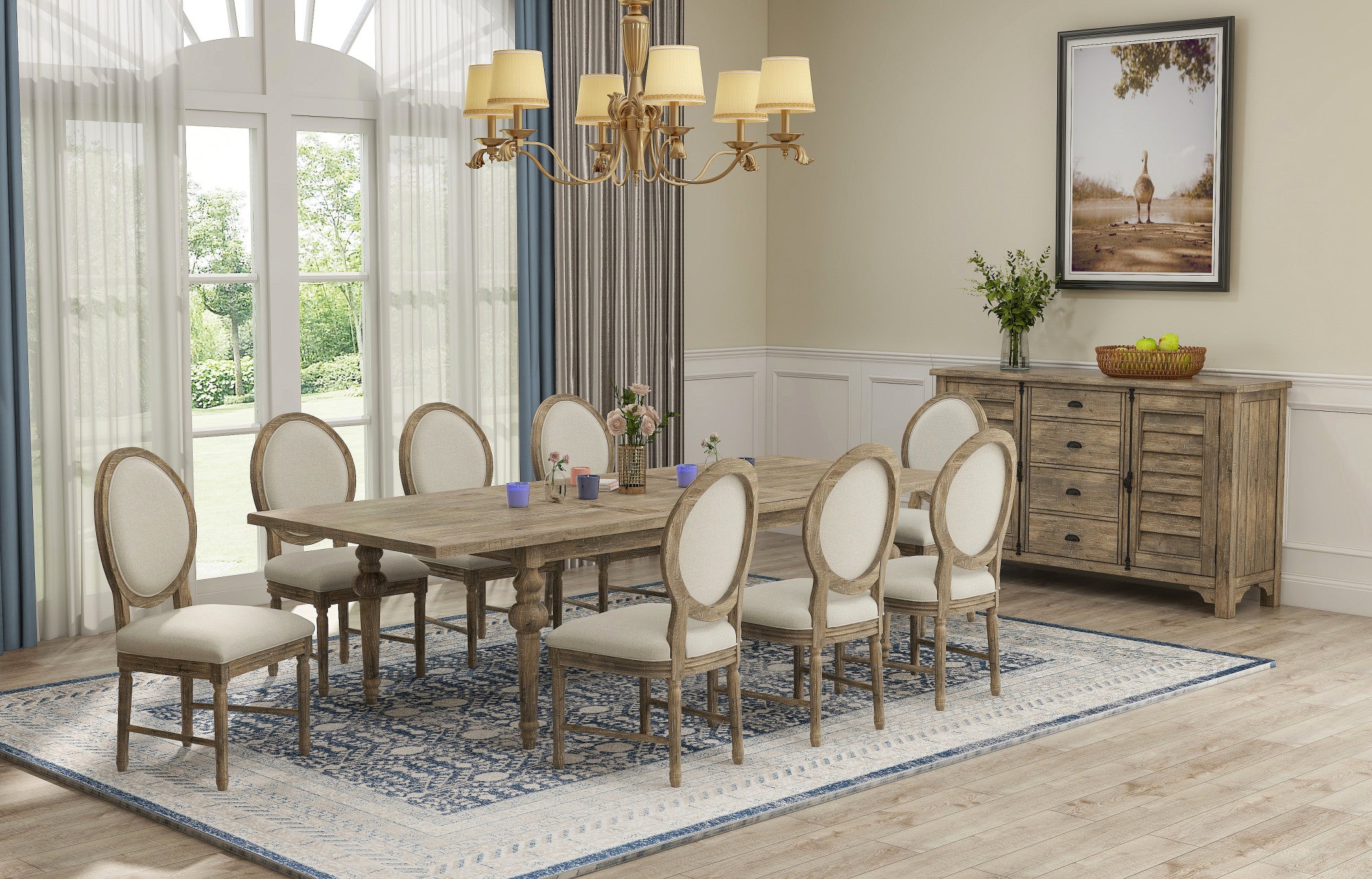 Luden Extendable Rectangular Dining Table with Turned Legs