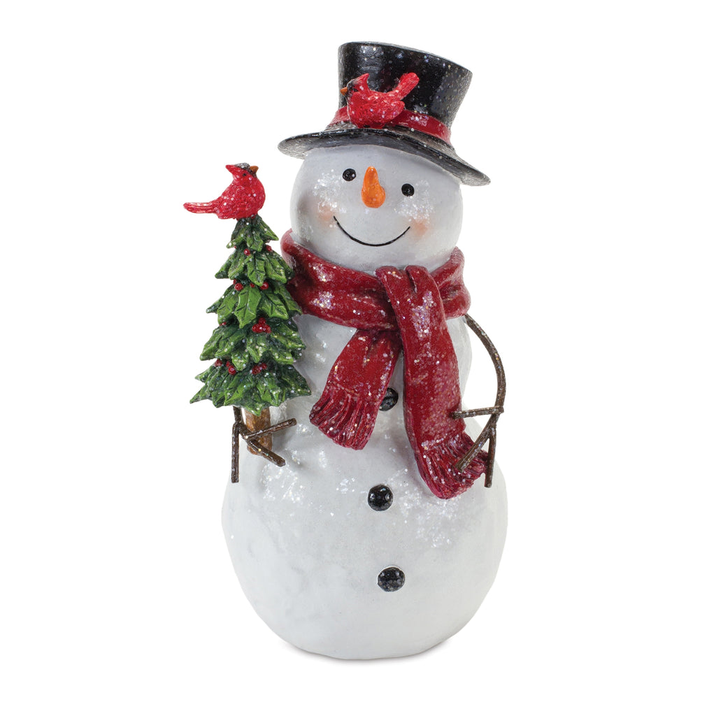 Snowman Figurine with Holly Accents (Set of 2)