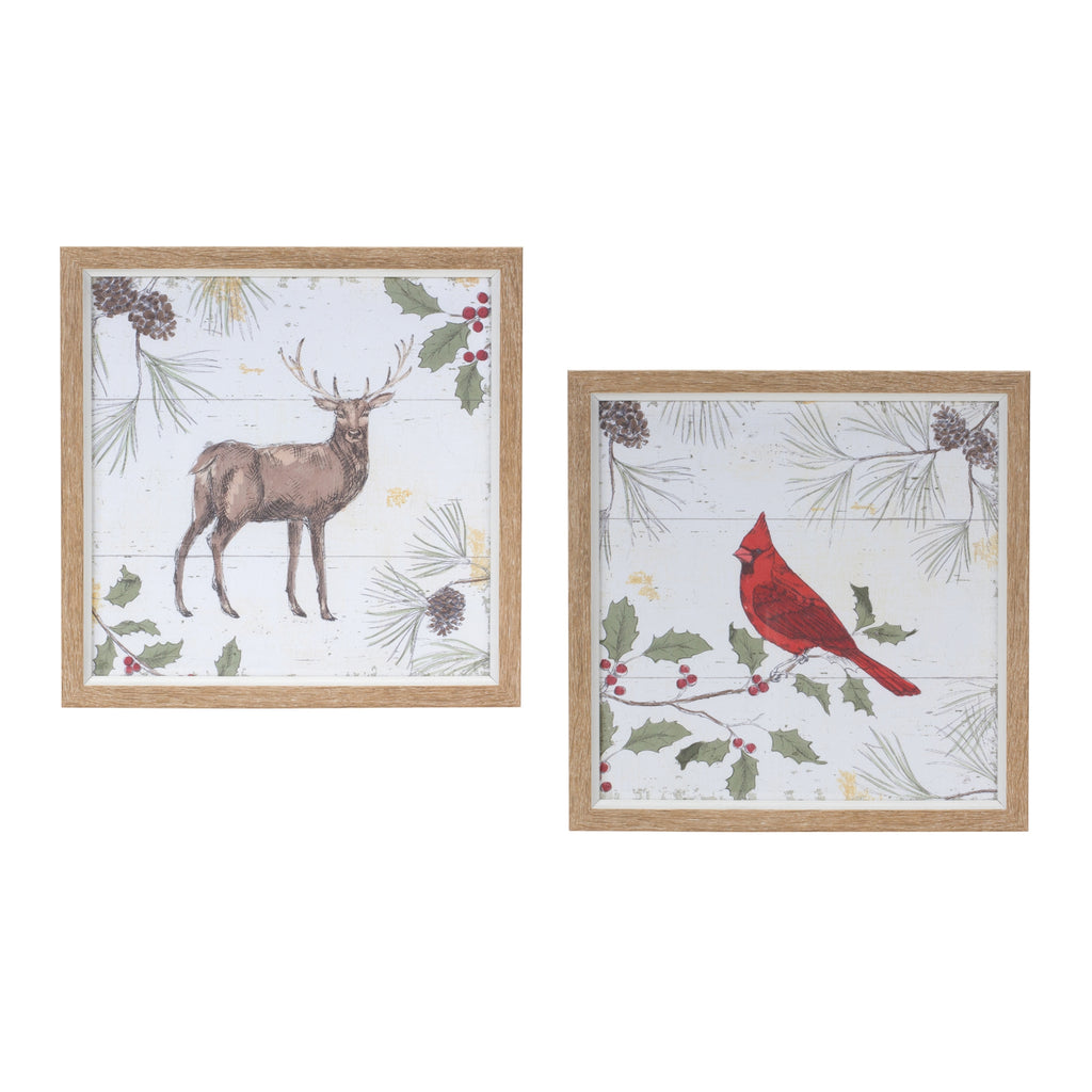 Framed-Deer-and-Cardinal-Bird-Wall-Art-(Set-of-2)-Wall-Art