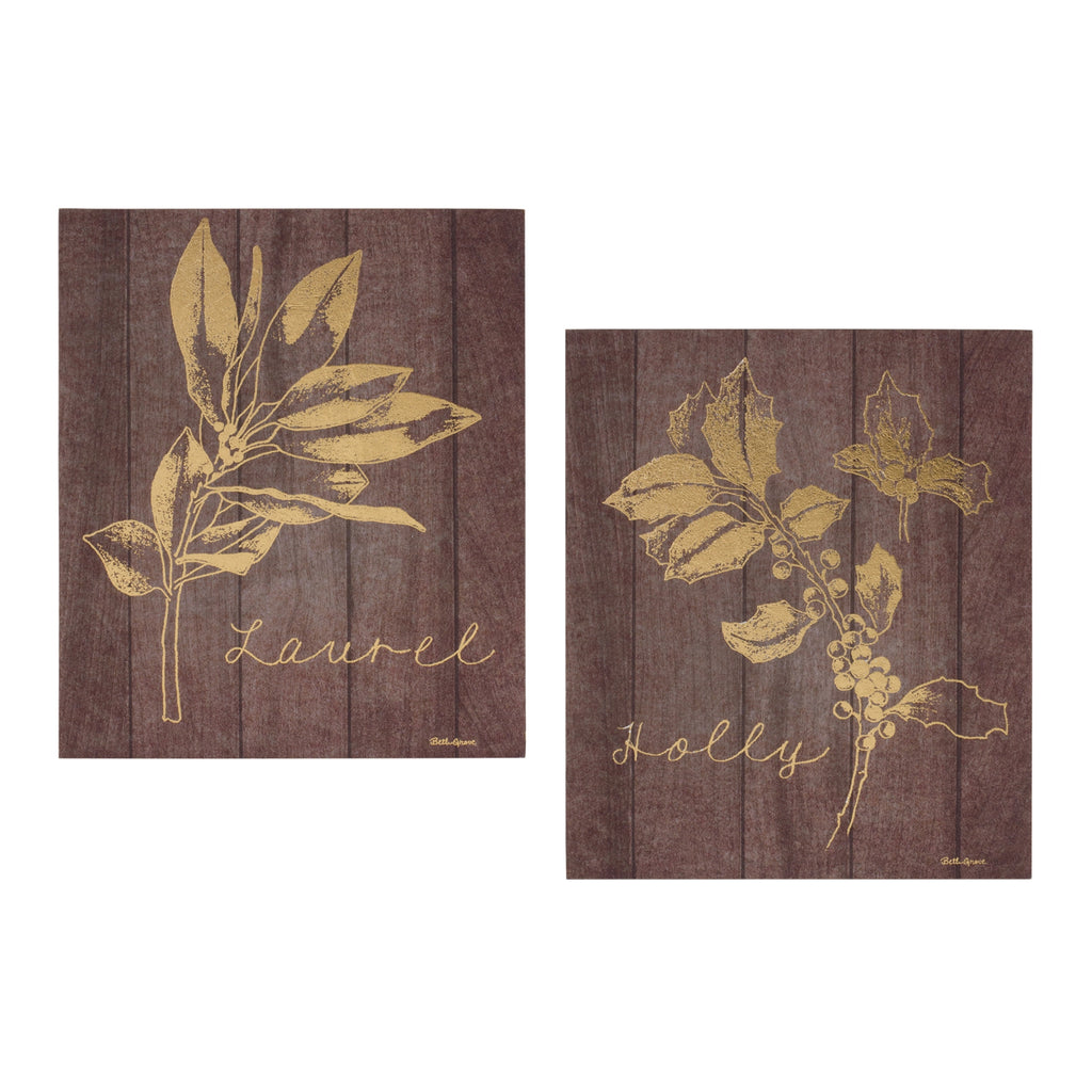 Laurel-and-Holly-Plaque-(Set-of-2)-Decor