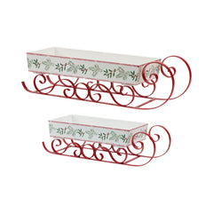 Wooden-Sleigh-with-Pine-Accents-(Set-of-2)-Decor