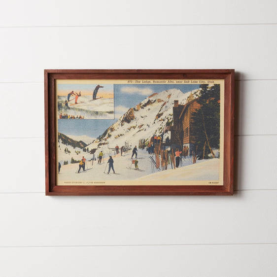 Vintage Ski Lodge Wall Art 23.5"