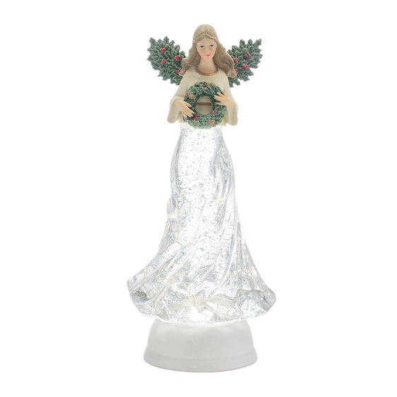 LED Snow Globe Angel Figurine 13"