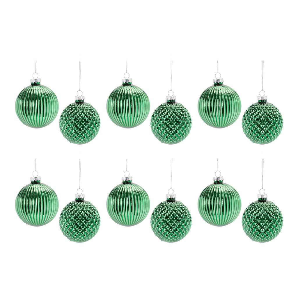 Textured Glass Ball Ornament (Set of 12)