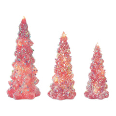 LED-Tree-with-Rainbow-Pearl-Ornaments,-Set-of-3-Christmas-Decor