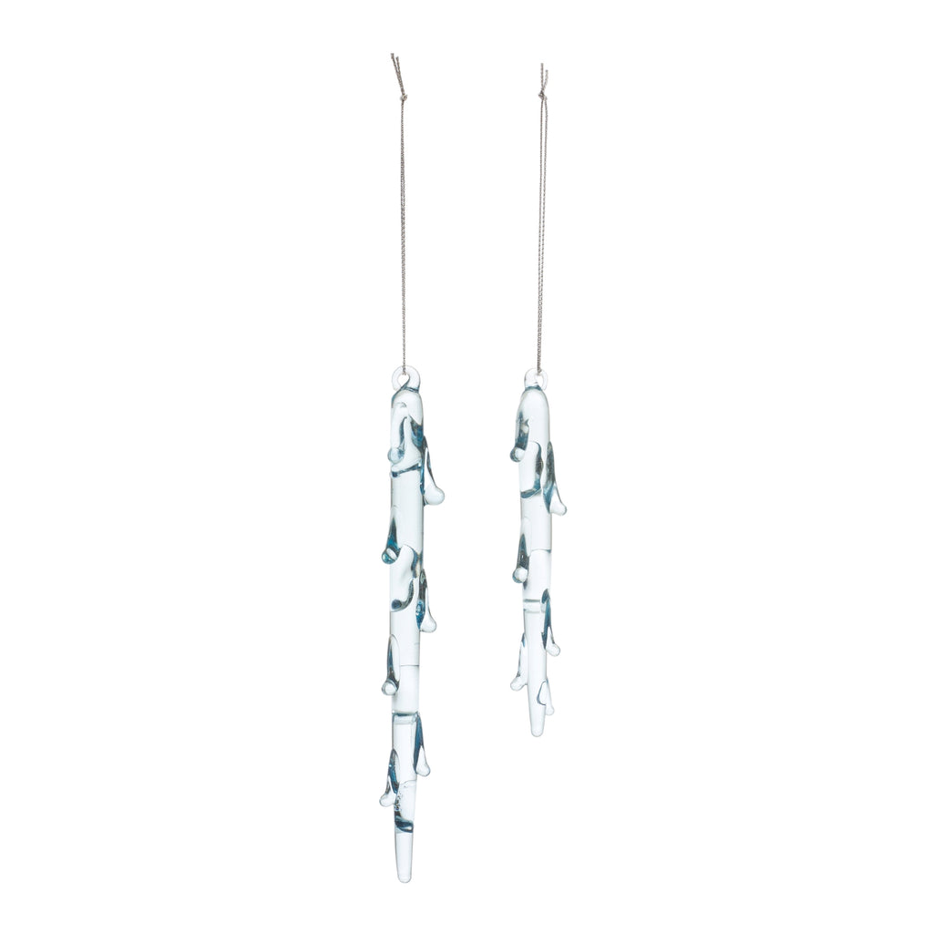 Melted Glass Icicle Drop Ornament (Set of 12)