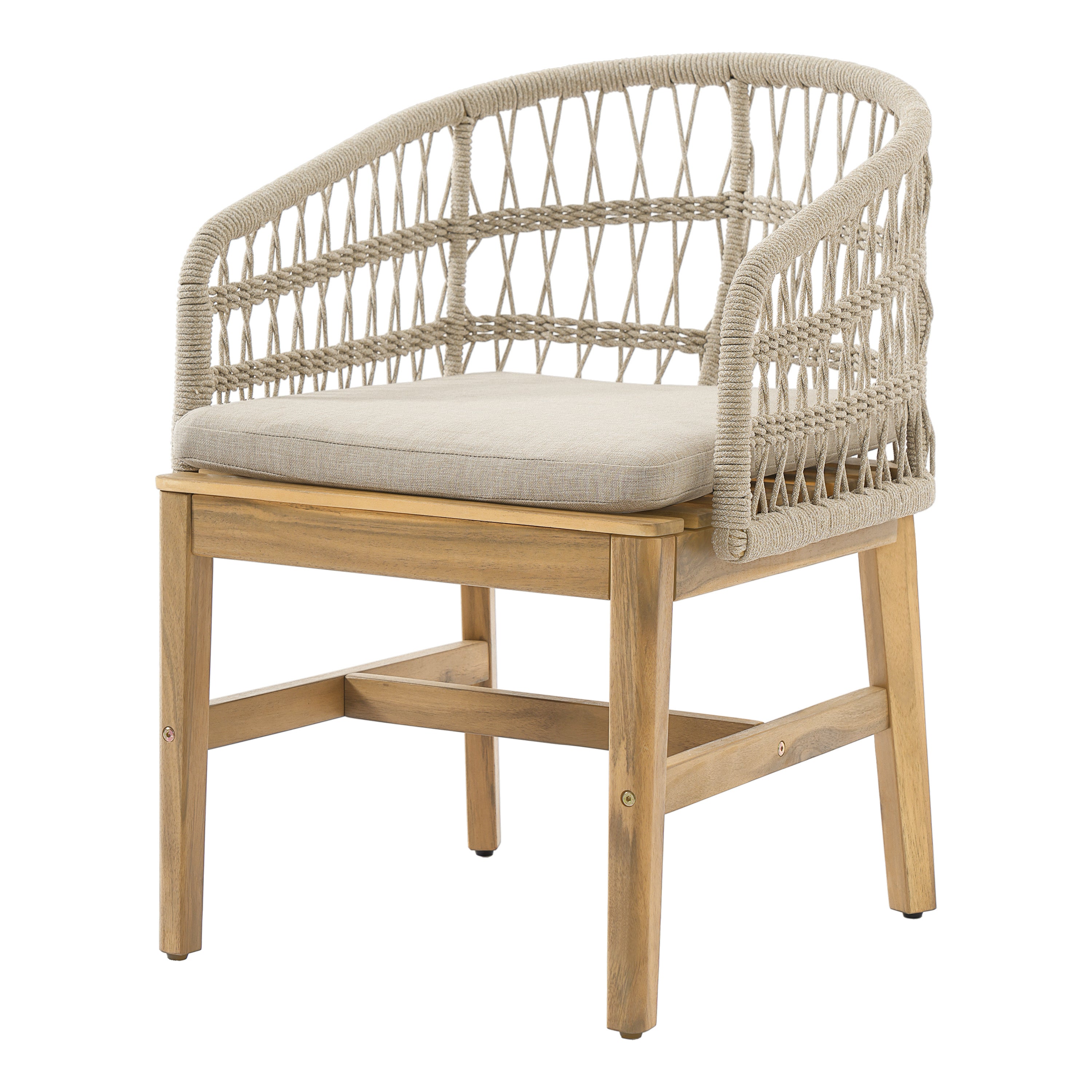 Laguna Outdoor Wood and Rope Dining Chair, Set of 2
