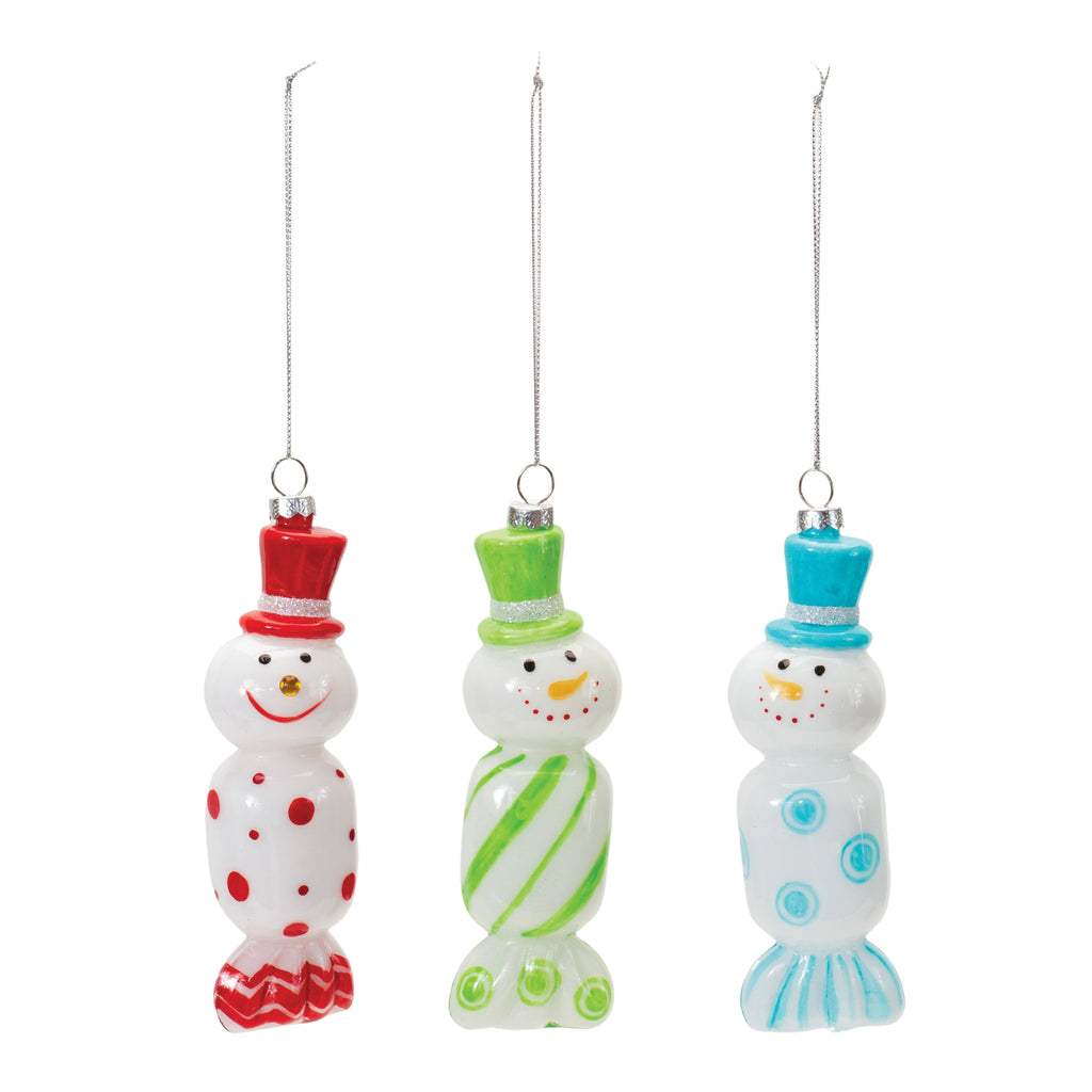Glass Snowman Candy Ornament (Set of 12)
