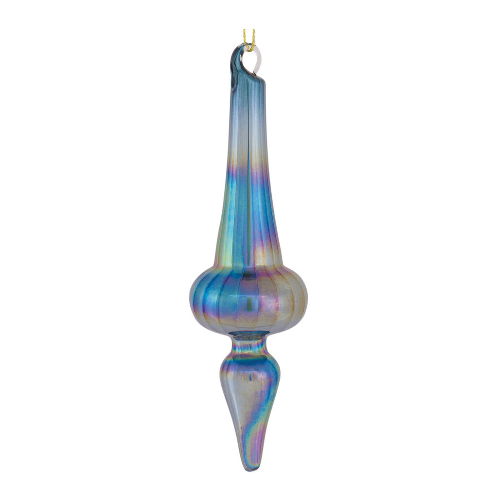 Irredescent Glass Finial Drop Ornament (Set of 12)