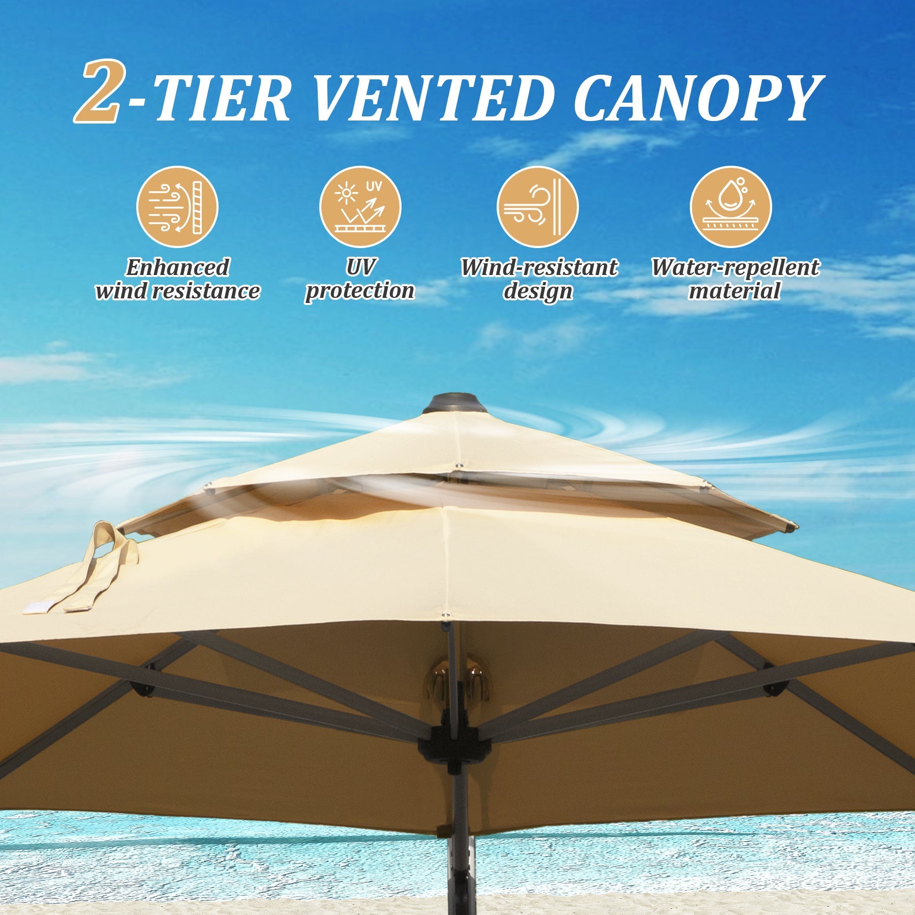 Round Cantilever Umbrella with Center Pole, Base Not Included