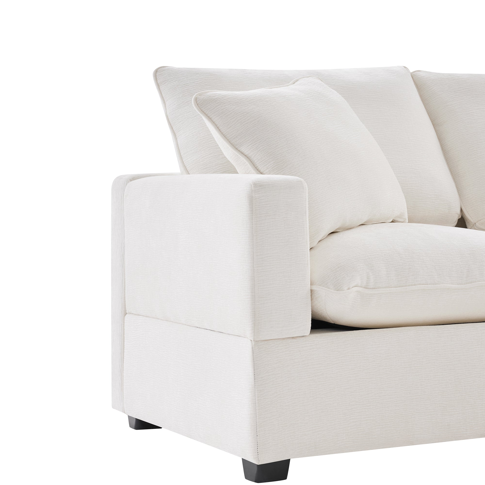 Chenille Modular Sofa with 2 Pillows, Seats 4