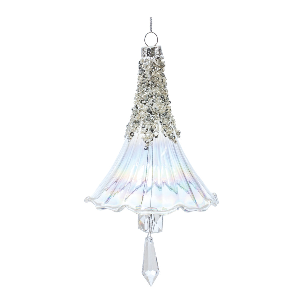 Beaded Irredescent Glass Bell Ornament (Set of 6)