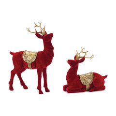 Flocked-Deer-Figurines-(Set-of-2)-Decor