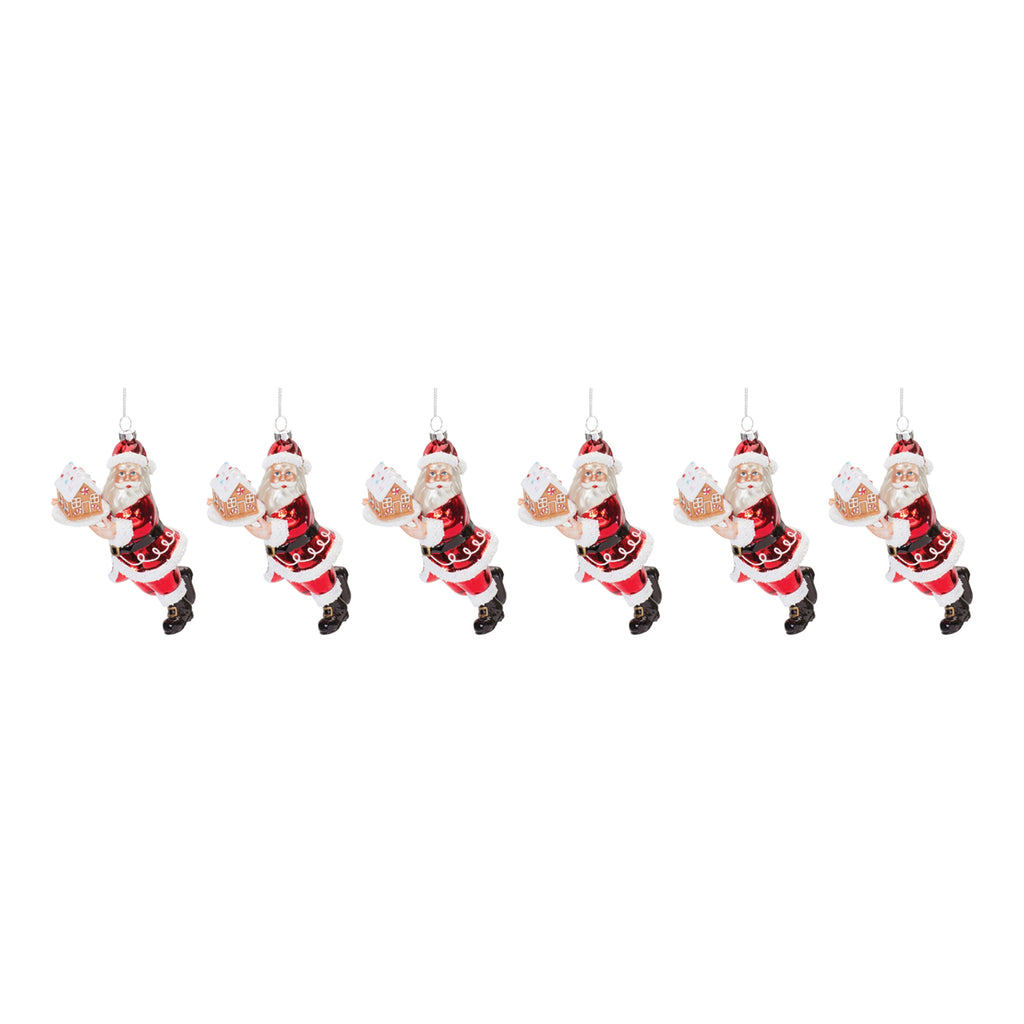 Glass Santa with Gingerbread Ornament (Set of 6)