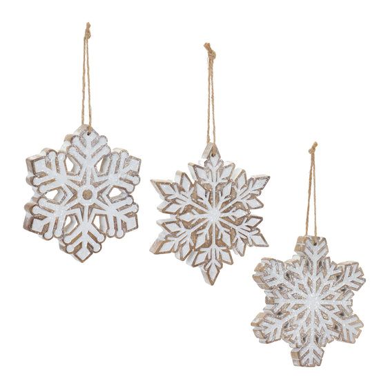 Glittered Snowflake Ornament, Set of 3