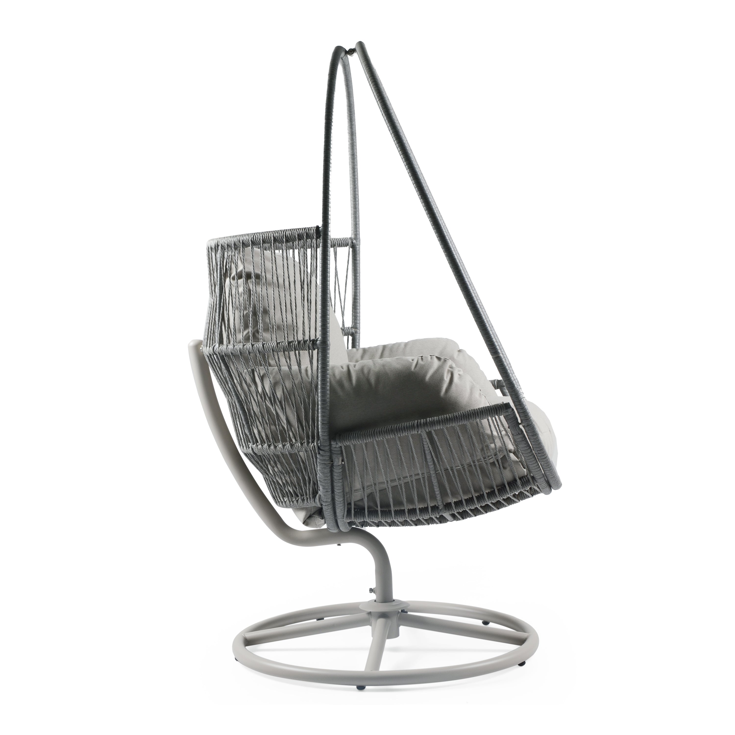 Outdoor Wicker Swivel Lounge Chair with Cushions and Sturdy Iron Base