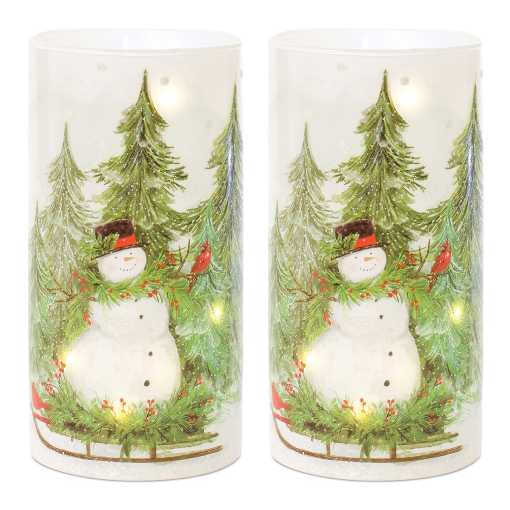 Glass Snowman Candle Holder (Set of 2)