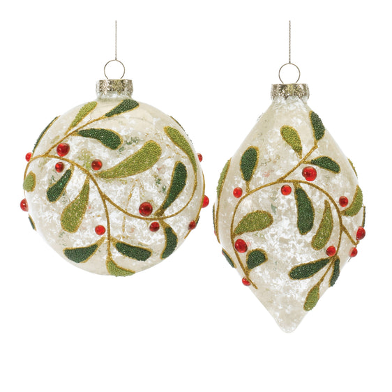 Beaded-Glass-Mistletoe-Ornament,-Set-of-6-Ornaments