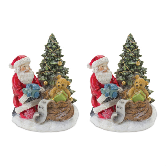 Santa and Christmas Tree Figurine, Set of 2