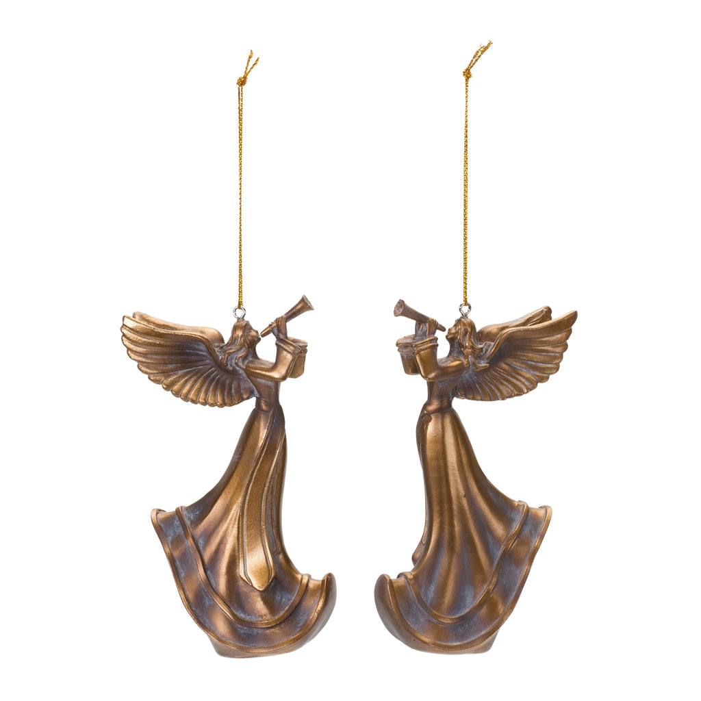 Bronze Trumpet Angel Ornament (Set of 6)