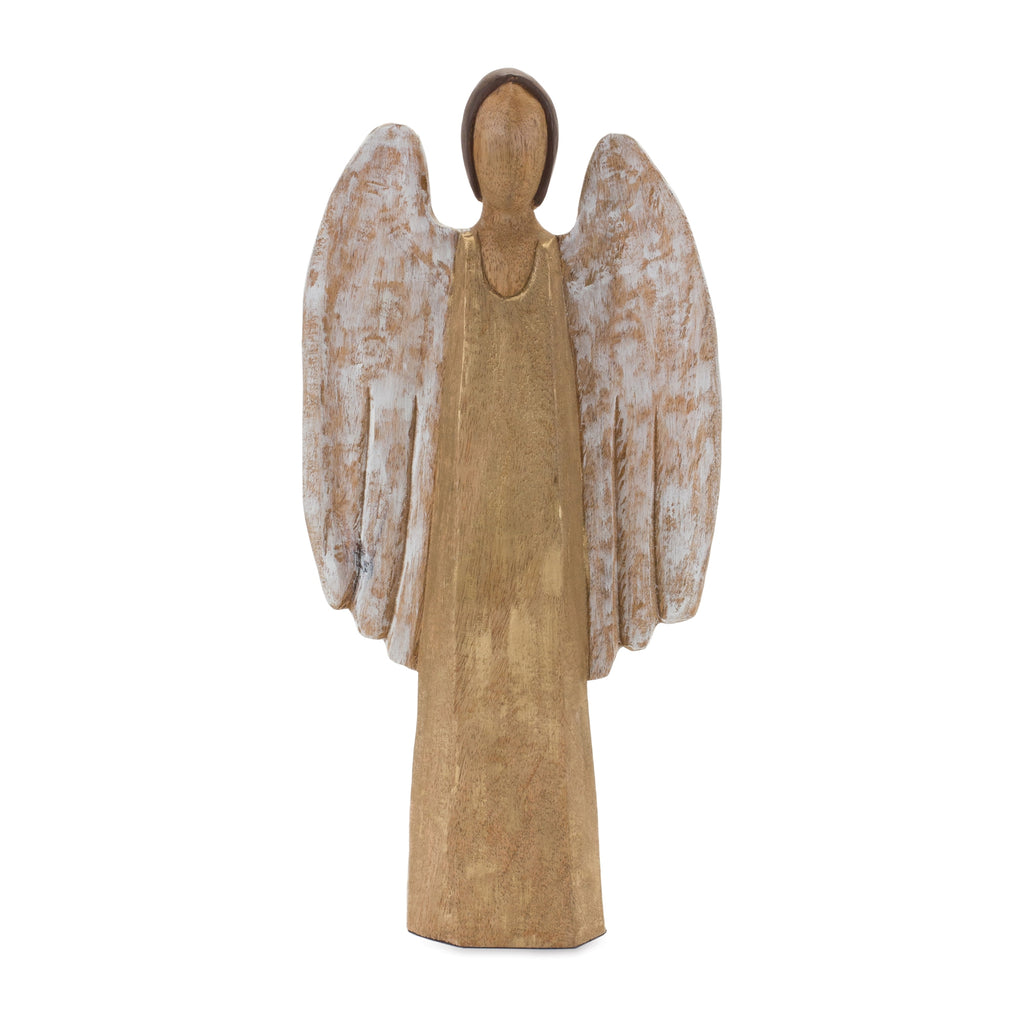 Carved Wood Angel Statue 18"