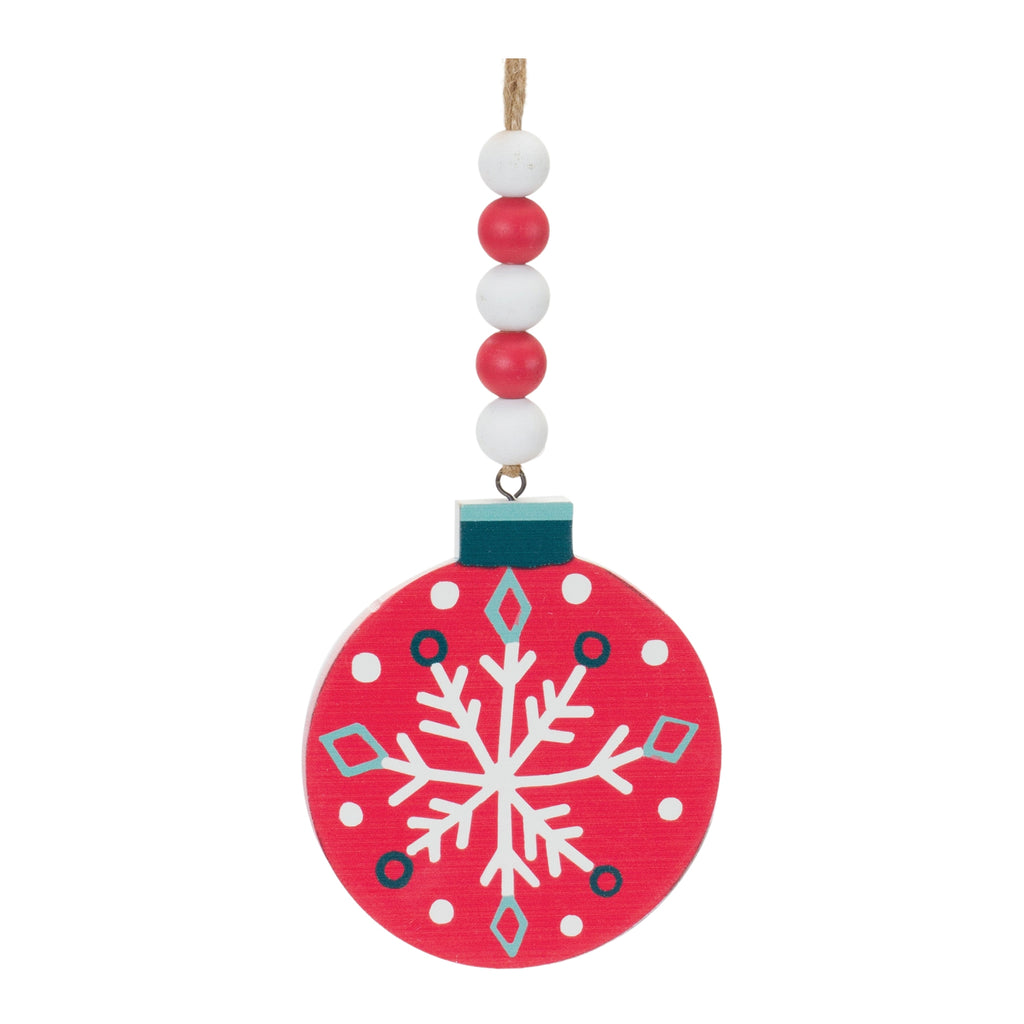 Wood Beaded Snowflake Ornament (Set of 12)