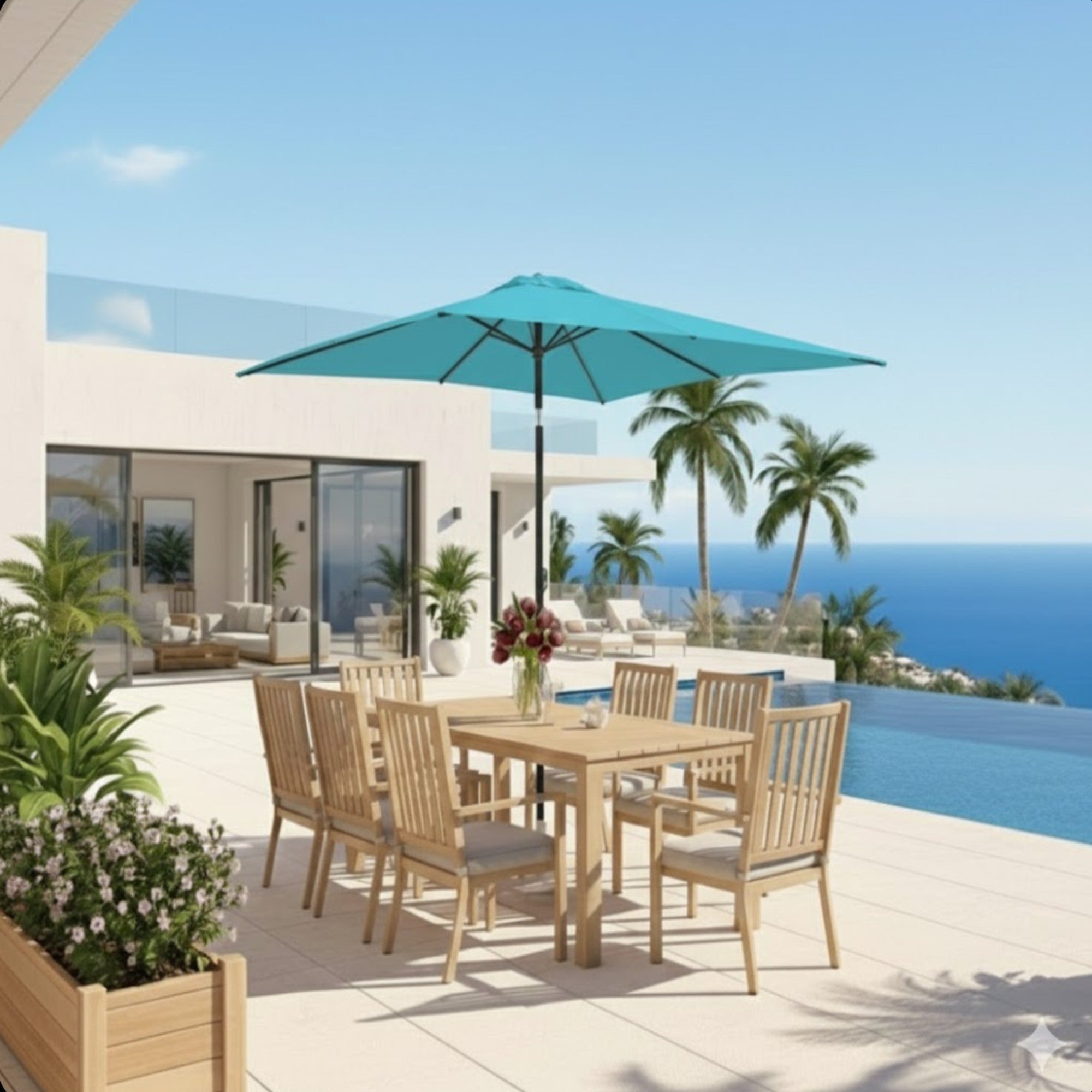 6.5 x 10 ft Rectangular Patio Umbrella with Crank, Base Not Included