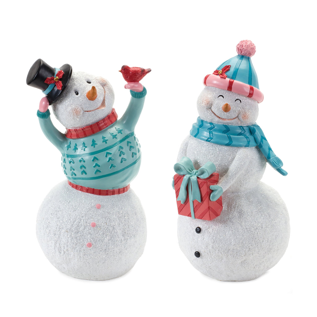 Whimsical-Snowman-Figurine-(Set-of-2)-Decor