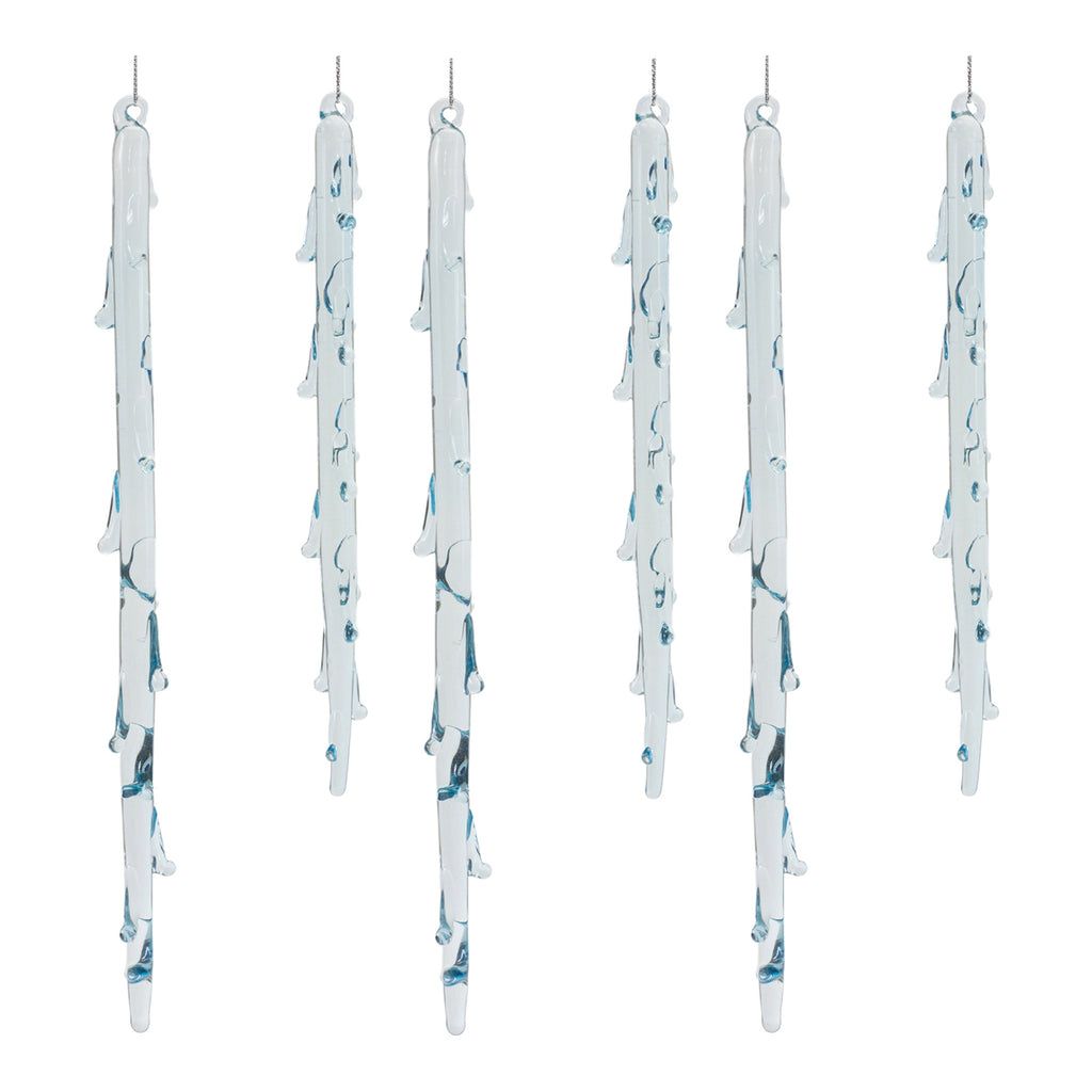 Melted Glass Icicle Drop Ornament (Set of 6)