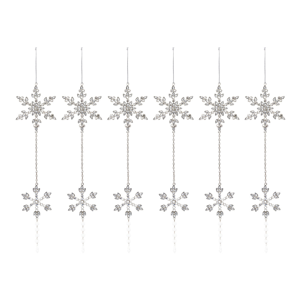 Jeweled Metal Snowflake Drop Ornament (Set of 12)