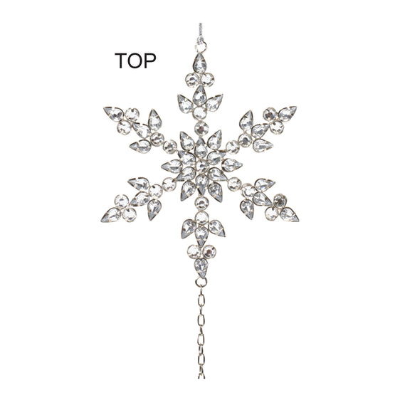 Jeweled Metal Snowflake Drop Ornament, Set of 12