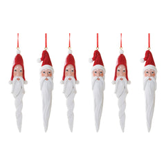 Carved Santa Drop Ornament (Set of 6)