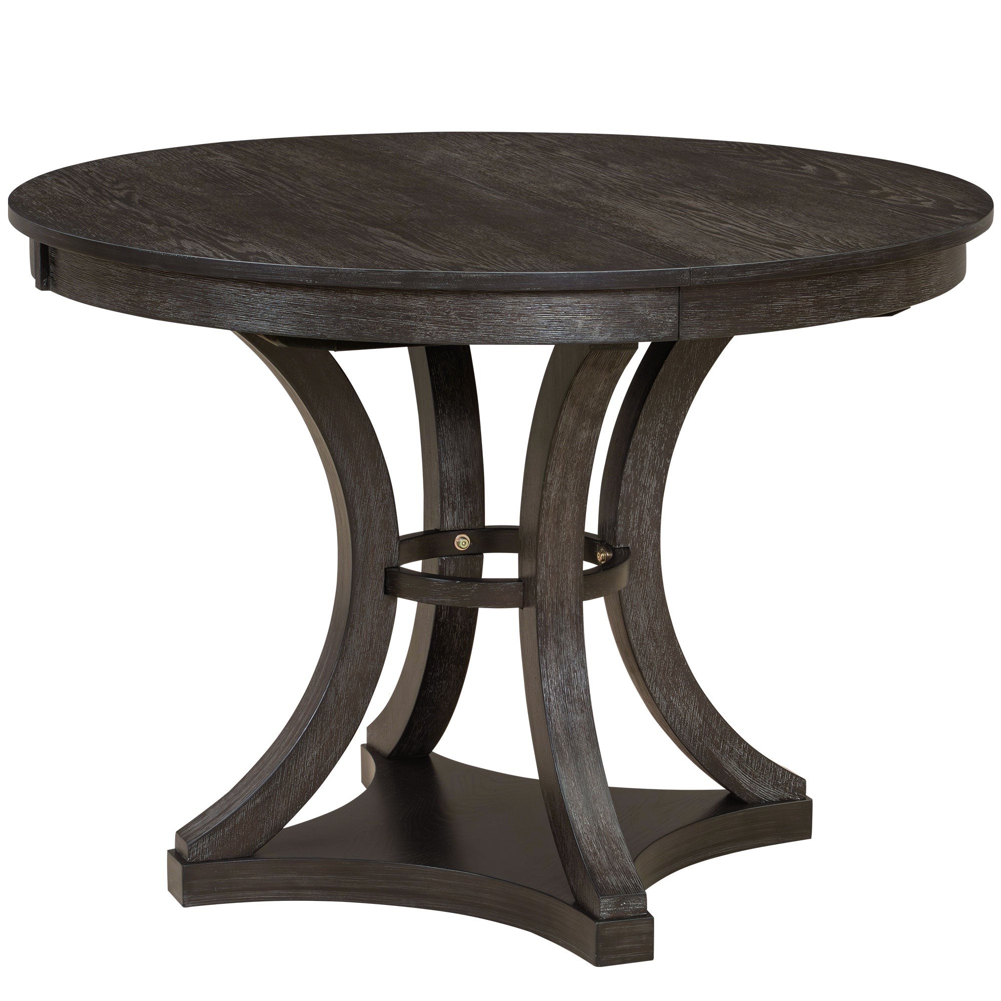 Retro Round Dining Table Set with Extendable Round Table and 4 Upholstered Chairs