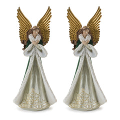 Serene Winter Angel Statue (Set of 2)