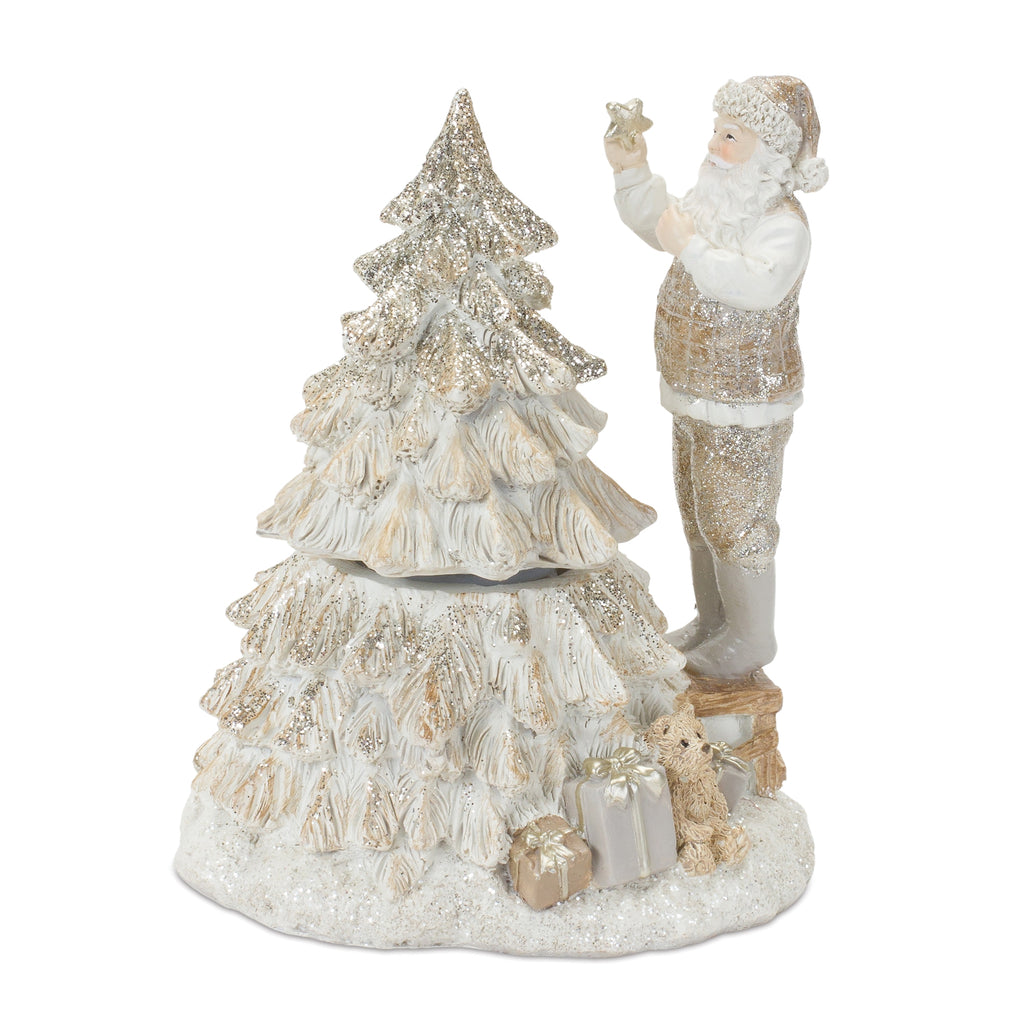 Santa-&-Teddy-Bear-with-Spinning-Christmas-Tree-(Set-of-2)-Decor