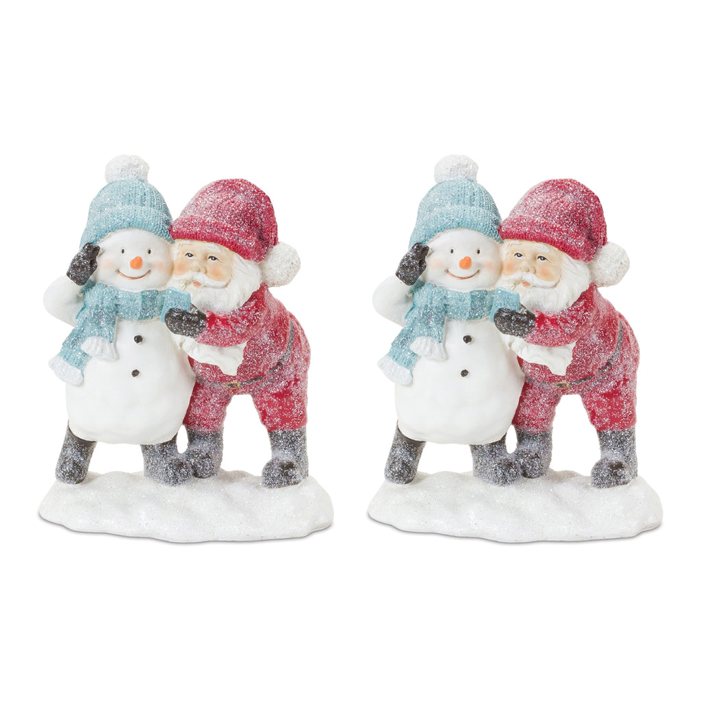 Whimsical Santa and Snowman Selfie Figurine (Set of 2)