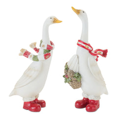 Holiday-Goose-Figurine-with-Scarf-Accent-(Set-of-4)-Decor