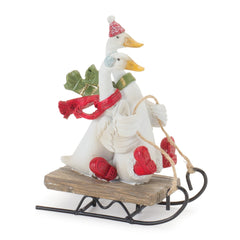 Sledding-Holiday-Goose-Figurine-(Set-of-4)-Decor