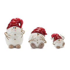 Terra-Cotta-Snowman-with-Santa-Hat-Figurine-(Set-of-3)-Decor