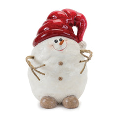 Terra Cotta Snowman with Santa Hat Figurine (Set of 3)