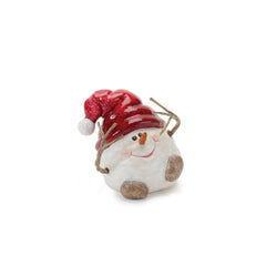 Terra Cotta Snowman with Santa Hat Figurine (Set of 3)