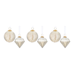 Champagne Crackle Glass Ornament (Set of 6)